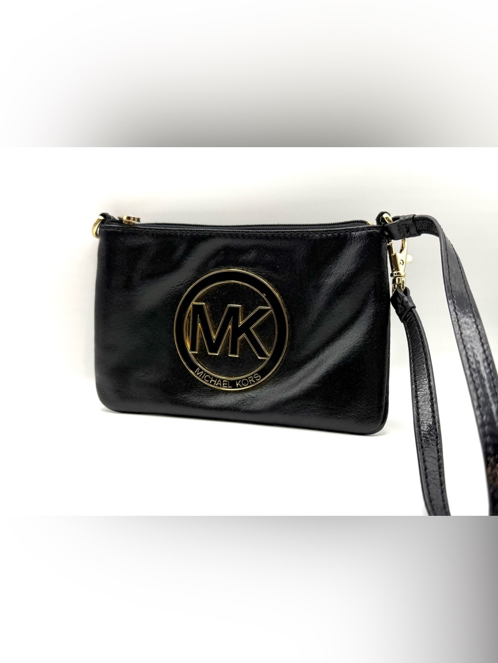 Michael Kors Black Leather Wristlet